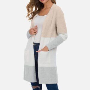 2X Women's Open-Front Knit Cardigan Long Sleeve Plush Fuzzy Sweater NWT Jacket